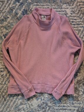 The North Face Pink Waffle-Knit Mock Neck Sweater